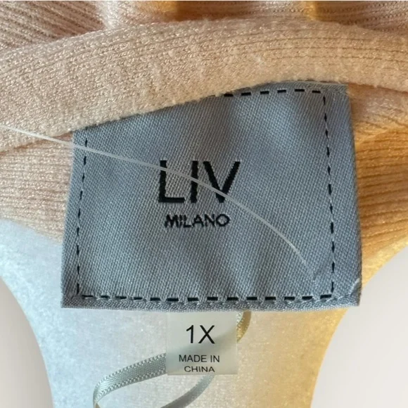 Liv Milano Blush Pink  Sweater 1X | Rhinestone Detail Long Sleeve Top - Picture 6 of 6